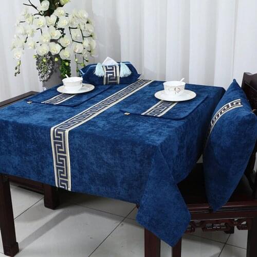 Luxury Lace Chinese Velvet Table Cloth Rectangular Square Chrsitmas Decoration Tablecloth High End Waterproof Table Cover