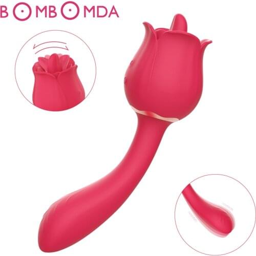 Rose Vibrator Vagina Licking Vibrators Intimate Good Nipple Oral Licking Clitoris Stimulation Powerful Wand Sex Toys for Women