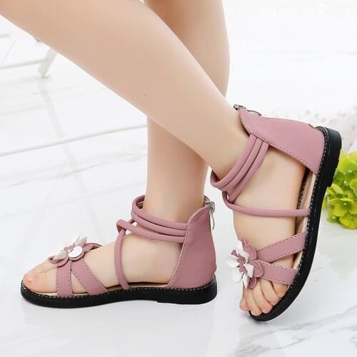 Children School Shoes Big Girl Beach Gladiator Sandals For Kids Summer Shoe Little Girl Flat Fashion Flower Sandals 3 8 12 Year
