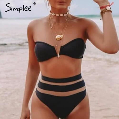 SIMPLEE Black Two-piece Swimwear
