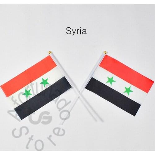 Syria 14*21cm flag Banner hand waving National flag Home Decoration flag banner