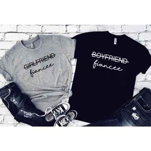 Skuggnas New Arrival Girlfriend Fiancee Boyfriend Fiancee Matching T-shirts Engagement Couples Shirts Bride To Be T Shirt