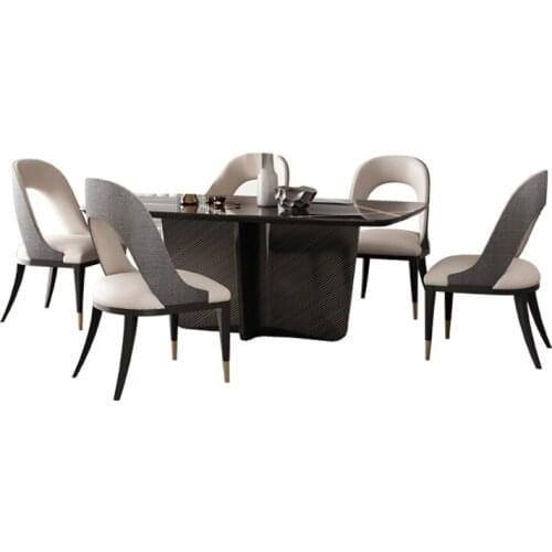 Modern light luxury household combined solid wood simple household rectangular tables and chairs