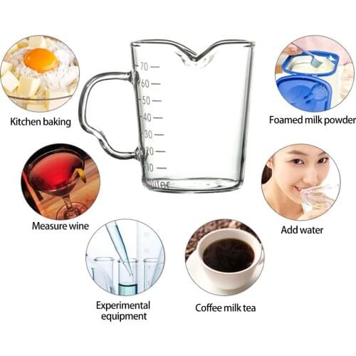 70ml Glass Measuring Cup Milk Jug Heat Resistant Glass Cup Measure Jug Creamer Scale Cup Tea Coffee Pitcher Microwave Safe