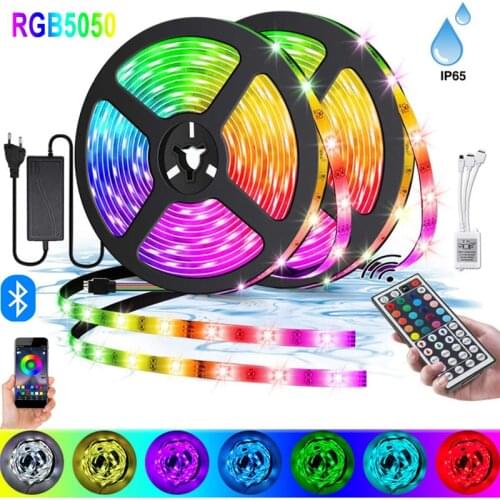 LED Strip Light RGB 5050 Bluetooh Flexible Ribbon fita led light strip RGB 5M 10M 15M Tape Diode DC 12V+ Remote Control +Adapter