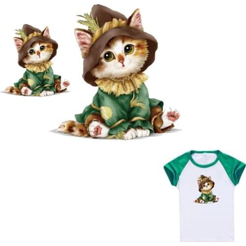 Anime Cat Iron On Patches Hot Transfer Pyrography Sticker Badges DIY Boy Girl Stripes Clothes Patch UFO Stickers Appliques E