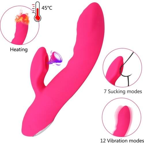 Vacuum Stimulator Nipple Sucker 12 Modes Vibration Clitoral Sucking Vibrator 7 Modes Sucking AV Rabbit Dildo Vibrator