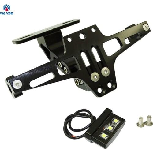 Waase Motorcycle Adjustable License Number Plate Frame Holder Bracket with light For Yamaha YZF R1 R6 R3 R25 MT-07 MT-09 XJ6 FZ1