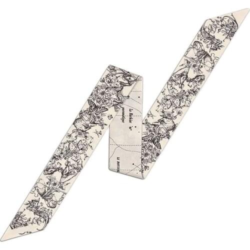 New constellation wild small ribbon ladies silk scarf fashion twill satin scarf decoration headband long scarf and wraps BL08