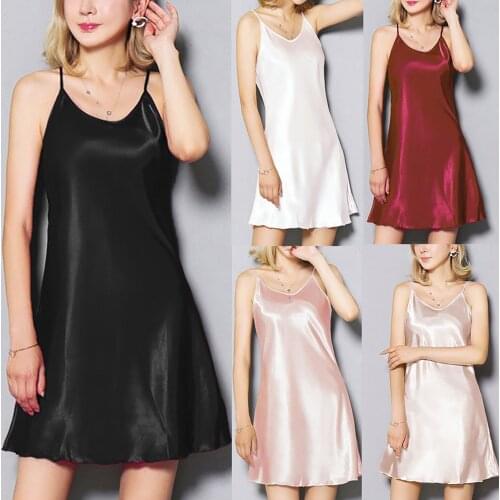 Womens Lingerie Nightwear Dress Underwear Plus Size Hot Sexy Satin Hem Sling Fashion Casual Dresses Платье Летнее Женское 2021