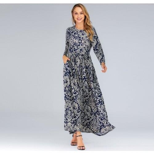 Plus Size Womens Vintage Printed Dress Bohemian Maxi Dress muslim clothing sets clothes for muslim women turkish dresses