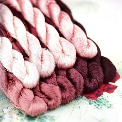 1pcs 100% silk thread hand embroidery embroider cross stitch 400m silk embroidery thread brick red series 10 pure colors