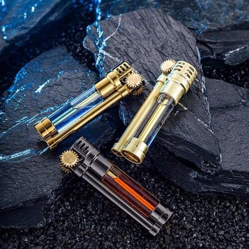 1PCS Kerosene Gasoline Retro Lighter Cigarette Torch Lighters Creative Transparent Oil Tank Gadgets For Men Smoking Lighter