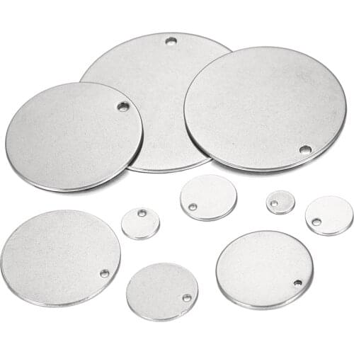 10-50pcs/lot 6-30mm Stainless Steel Round Blanks Dog Tag Pendants Stamping Charms For DIY Necklaces Jewelry Making Accessories