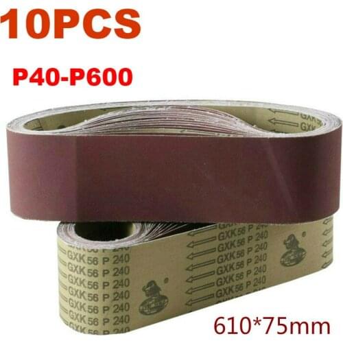 10Pcs 610*75mm Abrasive Band Sanding Screen Belt Sanding Polisher Paper 40 To 600 Girt Abrasive Belt
