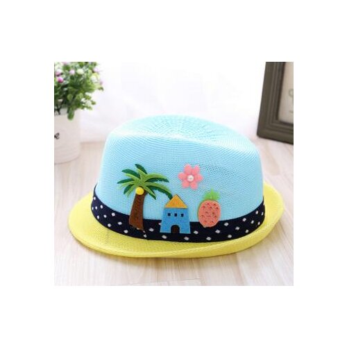 10pcs/lot children casual cute hat Kids Straw Beach sun hat girl boy summer cartoon sun hat