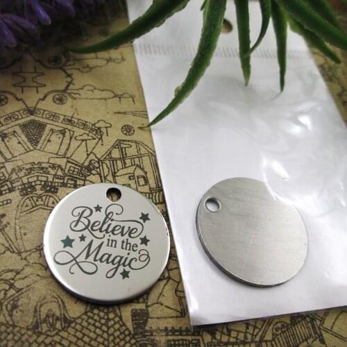 20pcs--"BELIEVE IN THE MAGIC"stainless steel charms 5 styles for choosing DIY Charms for necklace bracelets