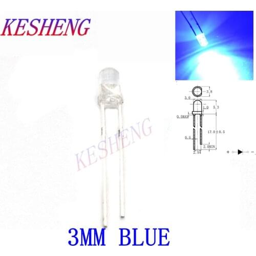 100PCS/ NEW 3mm Round Super Bright Blue LED light Diode Kit for Arduino UNO