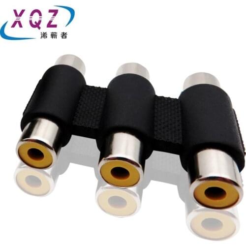 2pcs RCA female to female adapter 3/3 gender changer AV F/F converter RCA extender f/f 3port