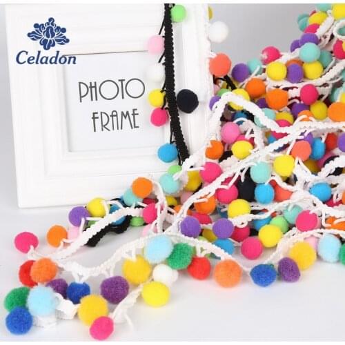 2Yards Pompom Ball Lace 30mm Pom Pom Trim Ball Fringe Ribbon Sewing Lace Kintted Fabric Handmade DIY Craft Accessories