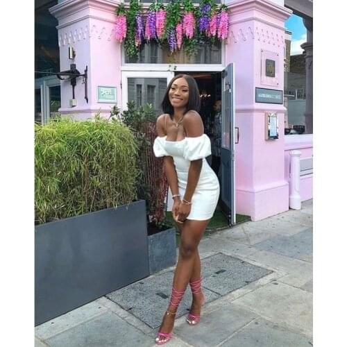 2021 Summer Womens Dress Fashion Lantern Sleeve Halter Strap Neck Sexy Halter Slim Dress Plus Size