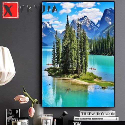 Needlework Diamond Painting An island surrounded by water with natural scenery Diamond Picture by numbers hobby gift custom