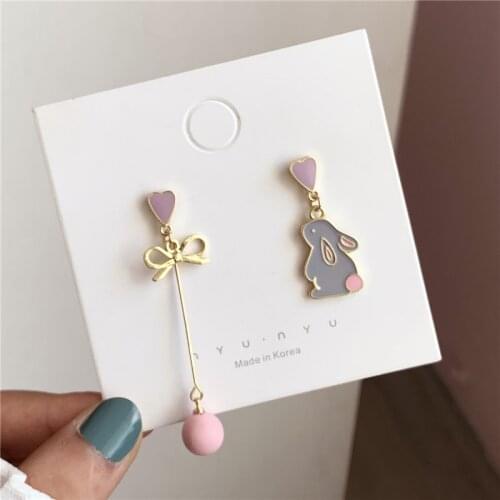 Asymmetry of Sweet Love Fashion Earrings Rabbit Earrings Maiden Temperament Contracted Pearl Earring Jewelry Accessories