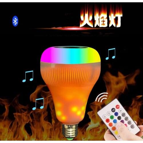 Bluetooth Music Bulb Simulation Flame Lamp Intelligent Dimming Rgb Seven Color Subwoofer Household Atmosphere E27 Playing Smart