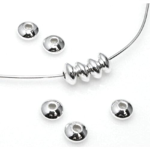 3/4/5/6/7/8mm 925 Sterling Silver Saucer Seamless Loose Spacer Beads for Jewelry Making DIY Bracelet Necklace Charms