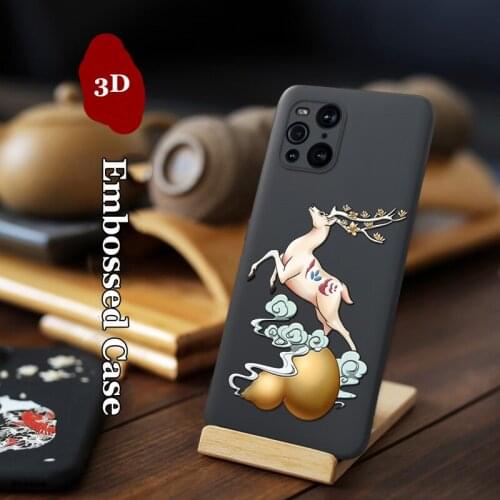 For OPPO Find X3 Pro X3 Lite Neo Case 3D Relief Embossed Deer Carp Full Protect Lens Camera Matte Soft Cover LICOERS Funda