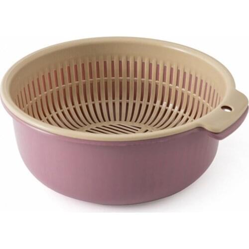 Drain Basket Double Layers Multifunctional PP Kitchen Colander Strainer Installation-free Hanging Hole Design Household Supplies