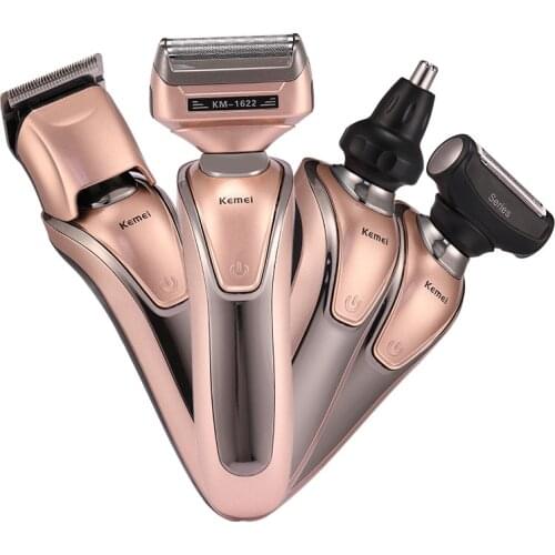 Kemei 4 In 1 Multifunctional Hair Clipper Shaver Razor Men Nose Ear Hair Trimmer Grooming Kit Set Rechargeable Shaving Machine