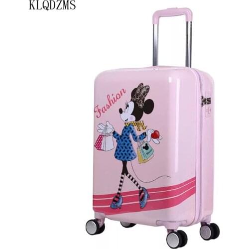 KLQDZMS 20Inch New Cartoon Cute ABS+PC Rolling Luggage Spinner Children Boarding Trolley Travel Bag Student