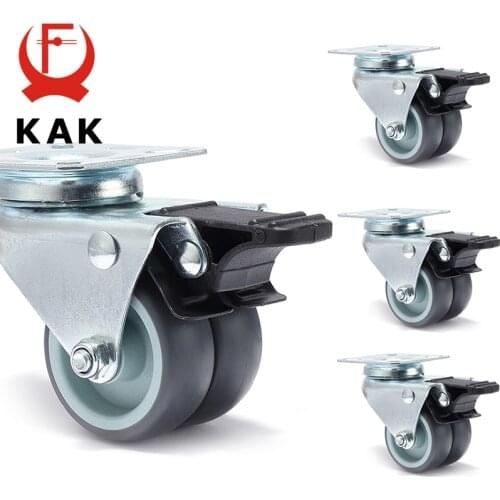 4pcs KAK Swivel Mute Wheel Caster Replacement 2 Inches 60KG Soft Rubber Safe Roller Furniture Wheels for Trolley Dining Table