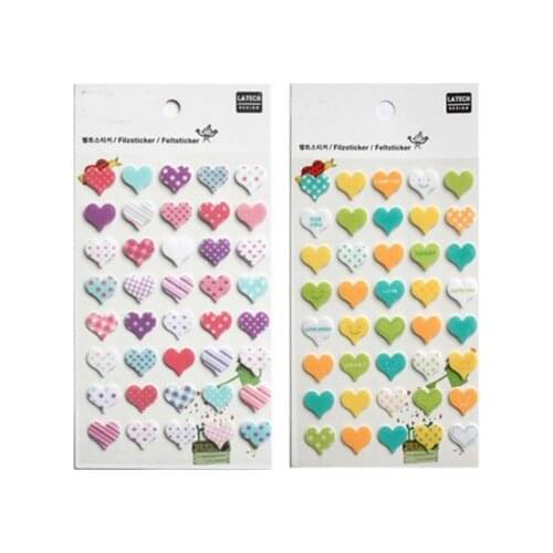 Beautiful Colorful Love Hearts Sticker DIY Nonwoven Felt Fabric, Free Shipping