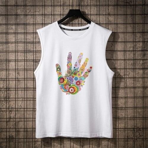 Summer Cotton Men Palm Anime Tank Tops Hooded Black White Singlets Sleeveless Fitness Men Vest Bodybuilding Casual Funny