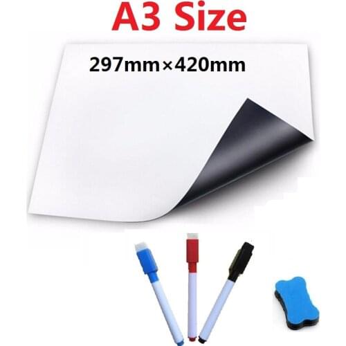 A3 A4 Size Magnetic Whiteboard for Fridge Magnets White Board Marker Message Board Memo Watercolor Pen Eraser Teaching Equipment