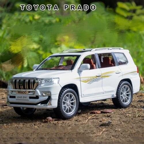 1:24 Scale/Diecast Metal Model/Toyota Land Cruiser Prado SUV Toy Car/Sound & Light/Pull Back/Educational Collection/Gift