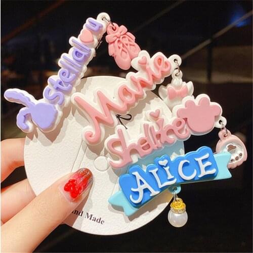 Girls Cute Letter Cartoon Hairpins Children Sweet Pearl Pandent Hair Side Clip Barrettes Acrylic Headband Kids Hair Accessories