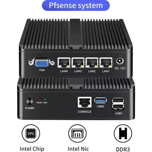 Fanless Mini PC Celeron J1900 Quad Core 4LAN Gigabit Ethernet Mini Computer Windows 10 PfSense Server Firewall Router