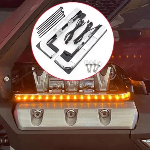 Motorcycle Chrome LED Engine Lighting Panels DRL Running Accent Light For Honda 18-Up Goldwing Gold wing GL1800 Tour DCT Airbag
