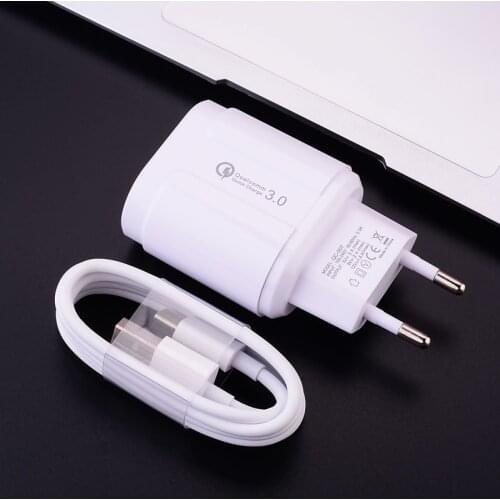 Honor 9A 9X 9 20 lite Phone Wall Adapter 18W QC 3.0 Fast USB Charger Type C Micro Charge Cable For Huawei Y6p Y9s P Smart Z 2019