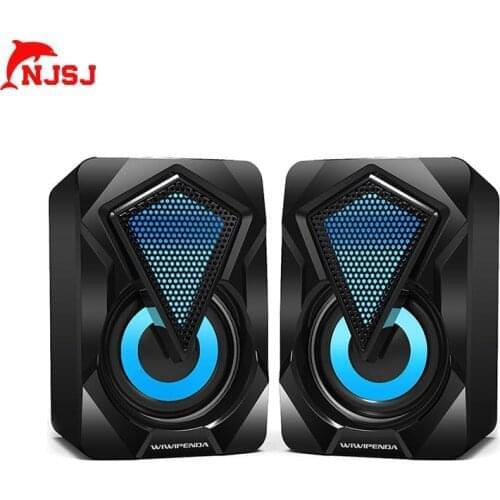 NJSJ Soudbar, USB Powered Sound Bar Speakers for Computer Desktop Laptop PC, Black (Colorful Speakers)