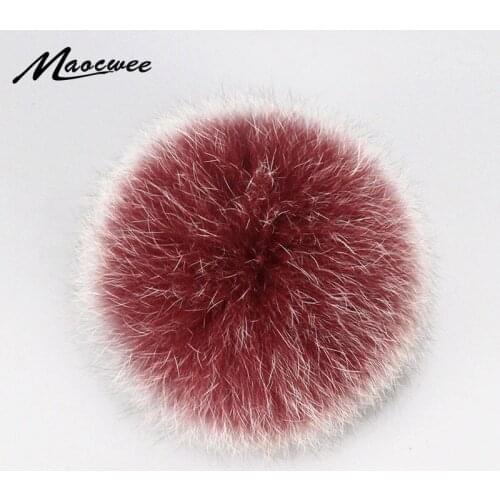 Real Fox Fur Pom Pom Big Fur Pompon For Hats Bags Accessories Warm Soft Solid Poms Poms With Button for Winter Knitted Beanies