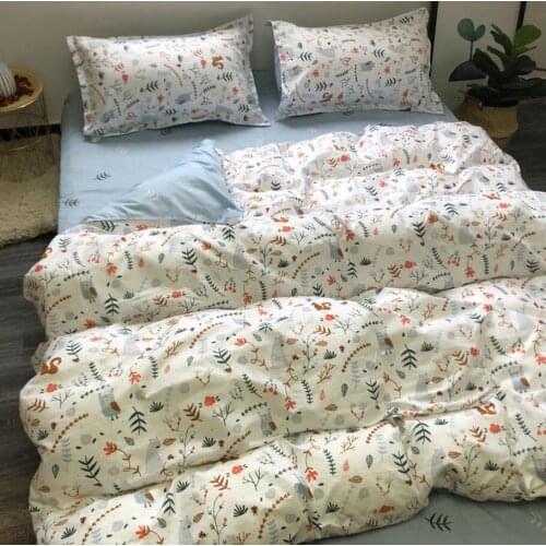 Nordic Bedding Set A/B Version Duvet Cover 240x220 Bed Linen Pillow Case Floral Fruits Pattern Quilt Cover Set Queen King Size