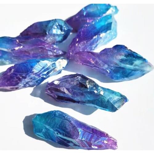 Natural Raw quartz crystal Electroplated two colors Crystal Raw Mineral