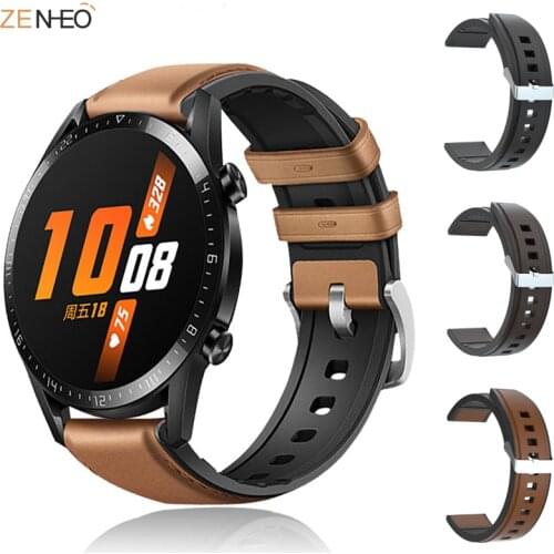 Silicone+Leather 22mm Watchband Strap for Huawei Honor Magic 2 46mm/ 2e GT2 gt Bracelet Band Wristband for Huawei watch GT 2 Pro