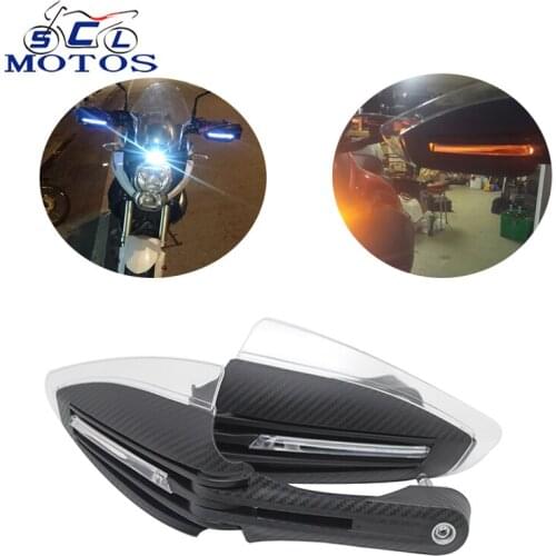 Sclmotos- 2pcs/Set Motorcycle Hand Guards LED Turn Signal Light Hand Brush Falling Hand Protectors For Kawasaki Z750 Z800 KTM