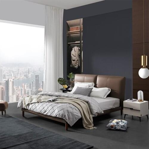 Modern simple Italian luxury leather bed double bed bedroom furniture master bedroom 1.8m soft bed b152