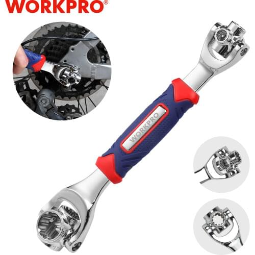 WORKPRO 8 In 1 Socket Wrench Universal Socket Wrench Multifunction 360 Degree 6-Point Bicycle Car Repair Tools